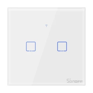 Sonoff T0EU2C-TX - Întrerupător touch, 2 butoane, Wi-Fi, compatibil Alexa și Google Assistant