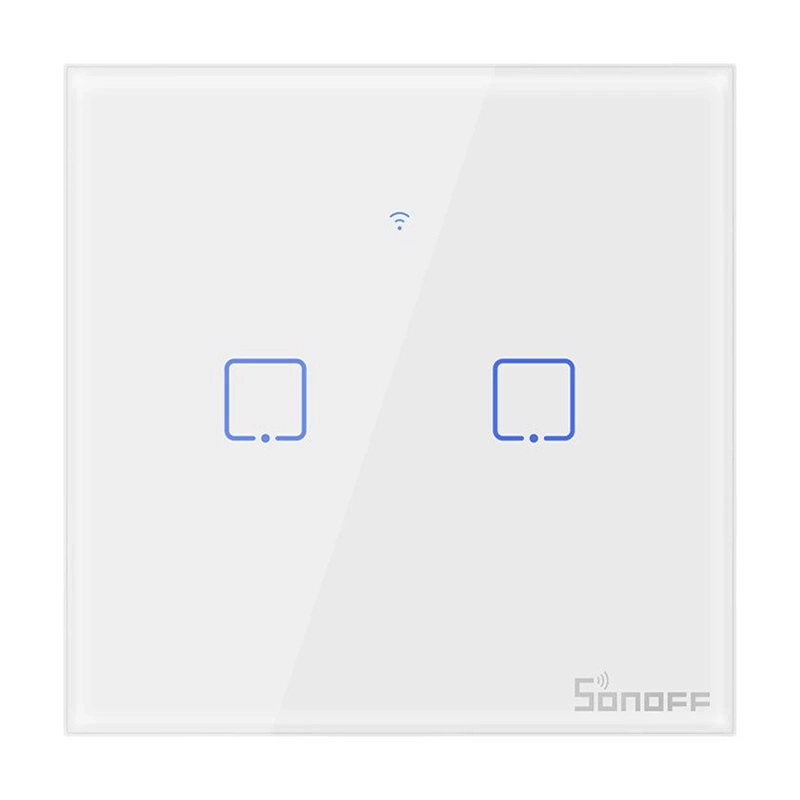 Sonoff T0EU2C-TX - Întrerupător touch, 2 butoane, Wi-Fi, compatibil Alexa și Google Assistant