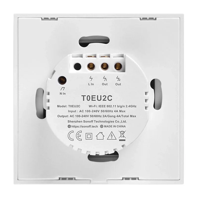 Sonoff T0EU2C-TX - Întrerupător touch, 2 butoane, Wi-Fi, compatibil Alexa și Google Assistant