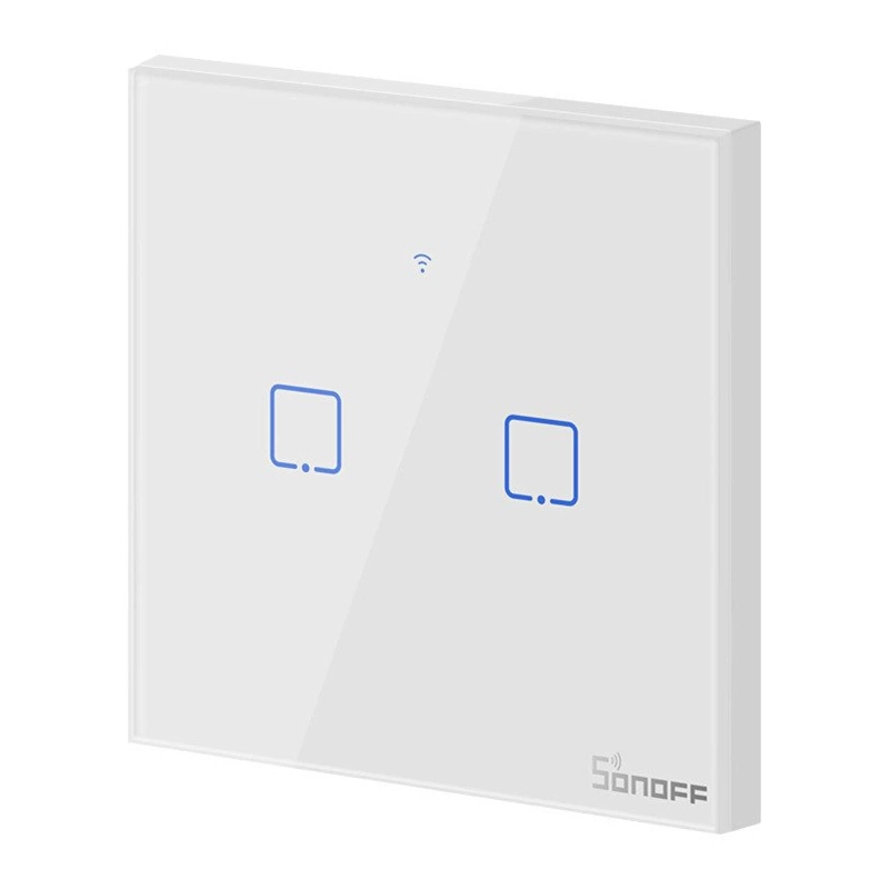 Sonoff T0EU2C-TX - Întrerupător touch, 2 butoane, Wi-Fi, compatibil Alexa și Google Assistant