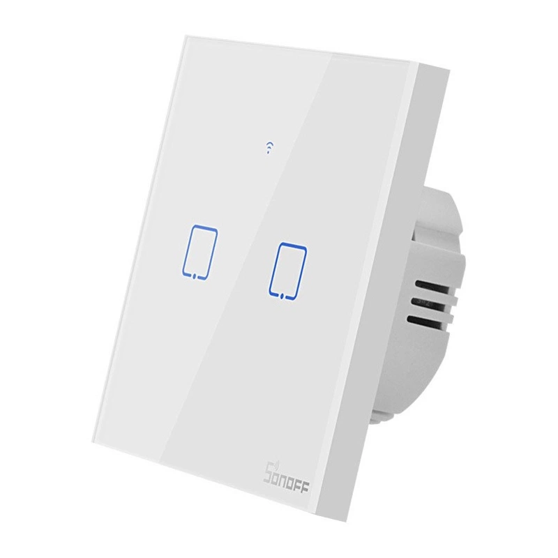 Sonoff T0EU2C-TX - Întrerupător touch, 2 butoane, Wi-Fi, compatibil Alexa și Google Assistant