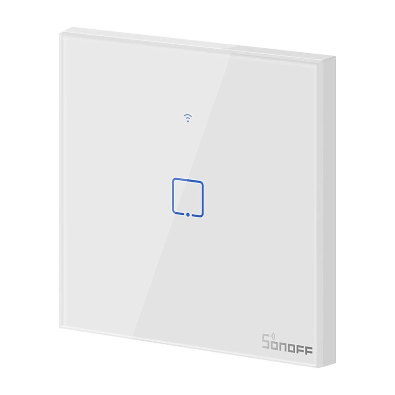 Sonoff T1EU1C-TX - Întrerupător touch, 1 buton, Wi-Fi + RF 433 MHz, Alb