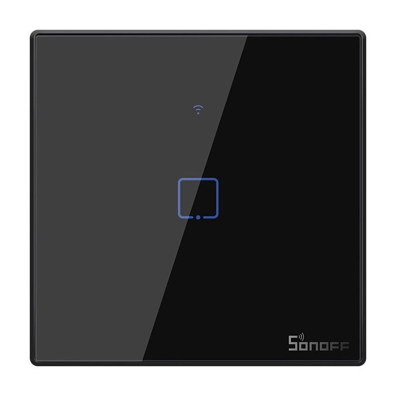 Sonoff T3EU1C-TX - Întrerupător touch, 1 buton, Wi-Fi + RF 433 MHz, Negru