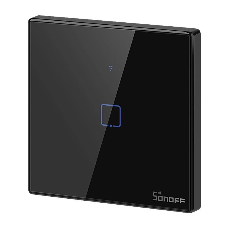 Sonoff T3EU1C-TX - Întrerupător touch, 1 buton, Wi-Fi + RF 433 MHz, Negru