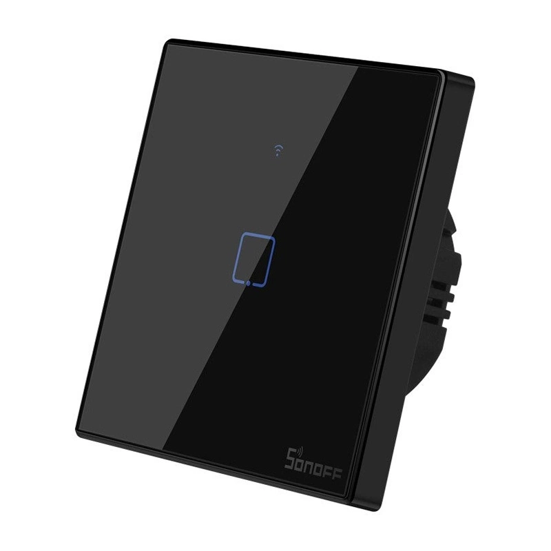 Sonoff T3EU1C-TX - Întrerupător touch, 1 buton, Wi-Fi + RF 433 MHz, Negru