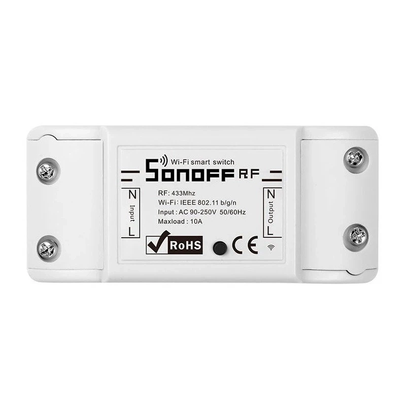 Sonoff RF R2 - Releu smart Wi-Fi + RF 433 MHz, 1 canal, 10A, 2200W, 2.4 GHz, 433 MHz