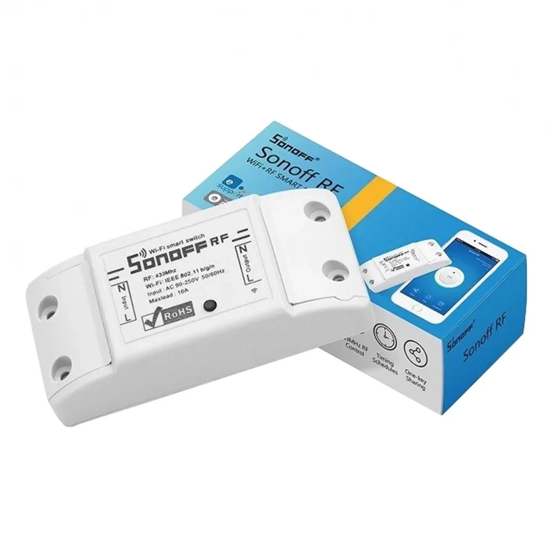 Sonoff RF R2 - Releu smart Wi-Fi + RF 433 MHz, 1 canal, 10A, 2200W, 2.4 GHz, 433 MHz