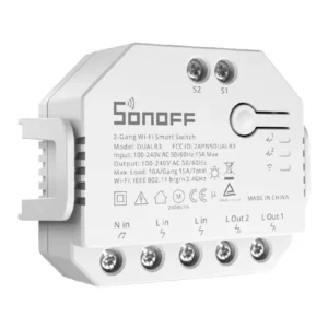 Sonoff Dual R3 – Releu Wi‑Fi dublu cu contorizare consum, 10A, mod motor