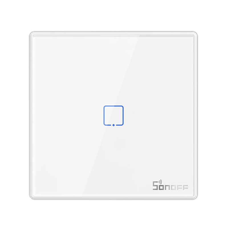 Sonoff T2EU1C-RF – Întrerupător touch, alb, 1 buton, RF 433 MHz, compatibil cu releele RF