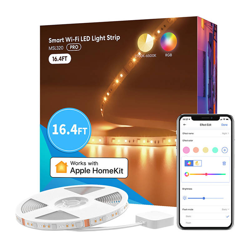Meross MSL320 – Bandă LED RGB Wi‑Fi 10m 2x5 m, HomeKit, lumină albă reglabilă 2700–6500 K