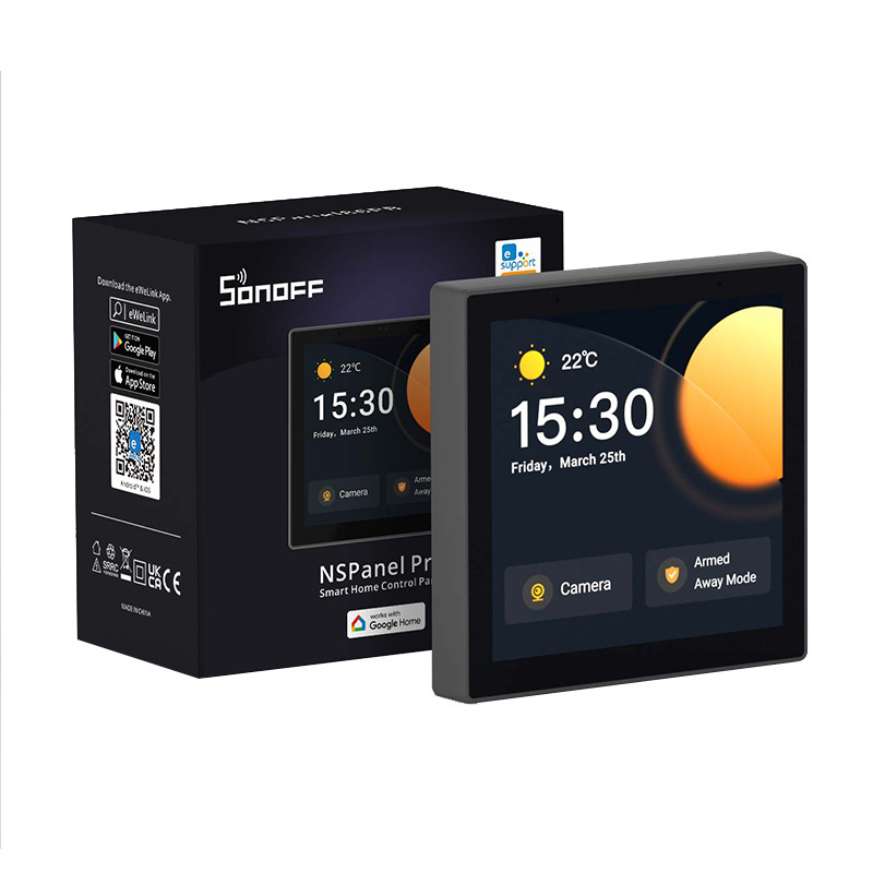 Sonoff NSPanel Pro negru – Panou smart cu ecran tactil 3,95″, hub Zigbee+WiFi, termostat, scenarii, Alexa & Google