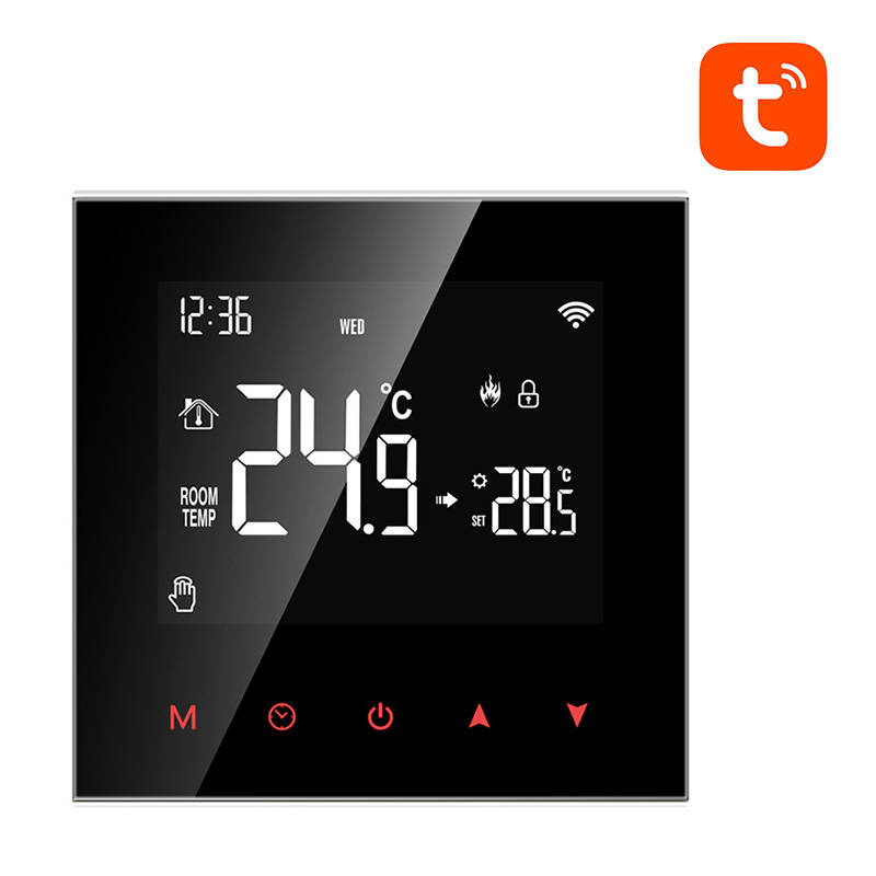 Termostat smart Wi-Fi Avatto WT100-WH-3A pentru control zone încălzire prin pardoseală cu apă, 3A, Tuya