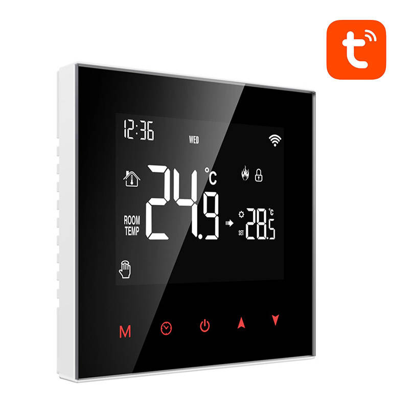 Termostat smart ZigBee Avatto ZWT100-WH-3A, pentru control zone încălzire prin pardoseală cu apă, 3A, Tuya