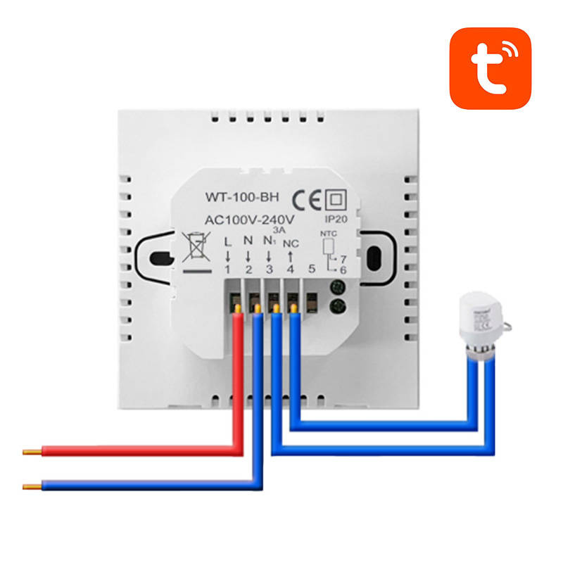 Termostat smart ZigBee Avatto ZWT100-WH-3A, pentru control zone încălzire prin pardoseală cu apă, 3A, Tuya