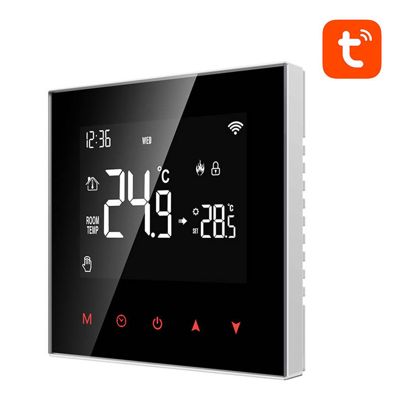 Termostat smart ZigBee Avatto ZWT100-WH-3A, pentru control zone încălzire prin pardoseală cu apă, 3A, Tuya