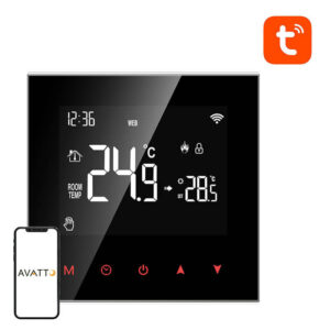 Termostat smart ZigBee Avatto ZWT100-WH-3A, pentru control zone încălzire prin pardoseală cu apă, 3A, Tuya