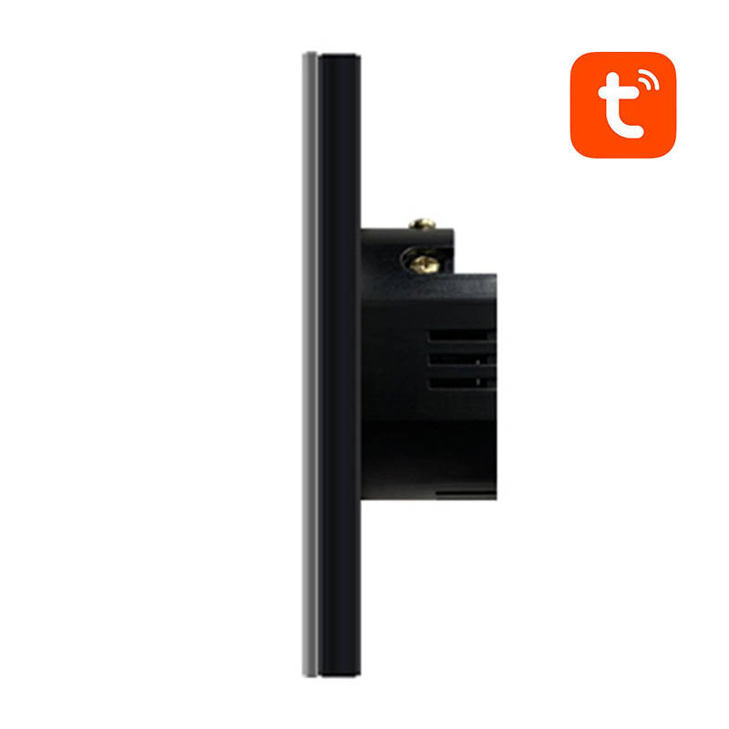 Întrerupător inteligent tactil Wi-Fi Avatto TS02-EU-B1, 1 canal, sticlă neagră, Tuya