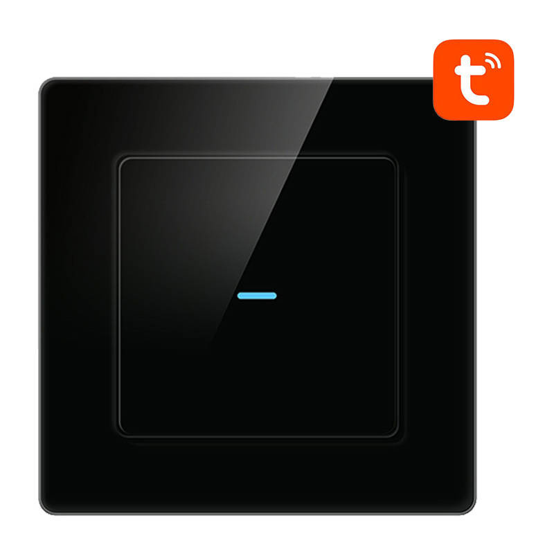 Întrerupător smart touch Wi-Fi Avatto N-TS10-B1, 1 canal, sticlă neagră, Tuya