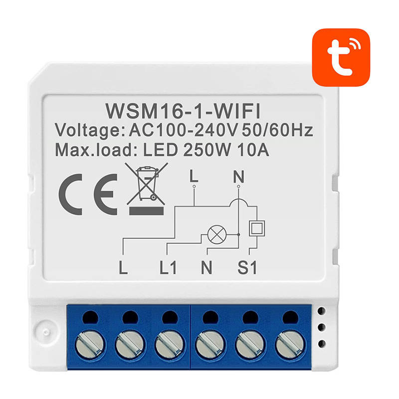 Releu smart Wi-Fi Avatto WSM16-W1, 1 canal, 10A, Tuya
