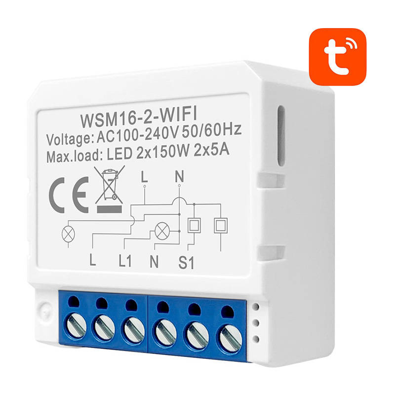 Releu smart Wi-Fi Avatto WSM16-W2, 2 canale, 5A pe canal, Tuya