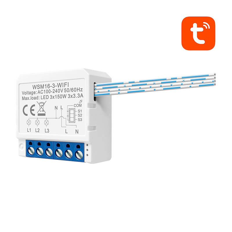 Releu smart Wi-Fi Avatto WSM16-W3, 3 canale, 3.3A pe canal, Tuya