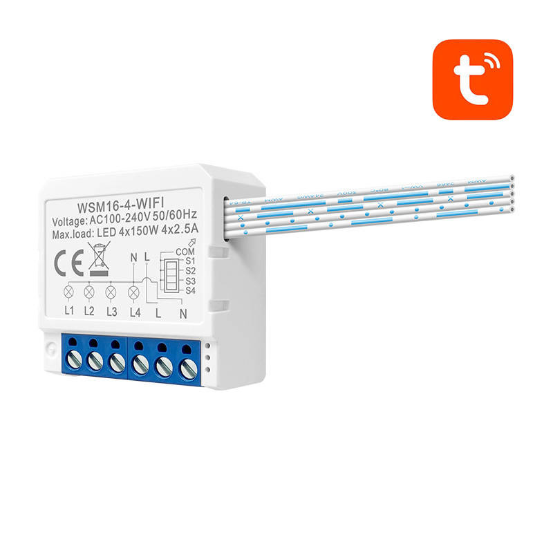 Releu smart Wi-Fi Avatto WSM16-W4, 4 canale, 4x2,5A, Tuya
