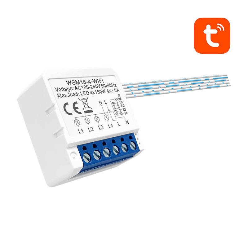 Releu smart Wi-Fi Avatto WSM16-W4, 4 canale, 4x2,5A, Tuya