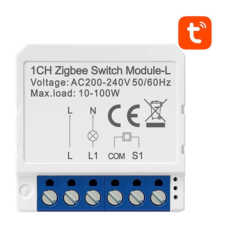 Releu smart ZigBee Avatto LZWSM16-W1, 1 canal, fără NUL, max 100W, Tuya