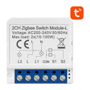 Releu smart ZigBee Avatto LZWSM16-W2, 2 canale, fără NUL, max 2x100W, Tuya
