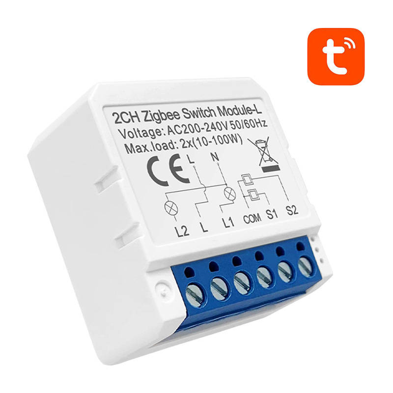 Releu smart ZigBee Avatto LZWSM16-W2, 2 canale, fără NUL, max 2x100W, Tuya