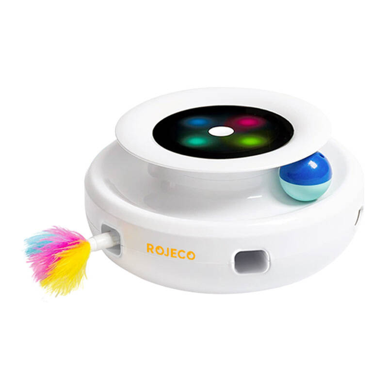 Rojeco RWJ-10 – Jucărie interactivă 2 în 1 pentru pisici, rezistentă și sigură, alimentare USB 5V