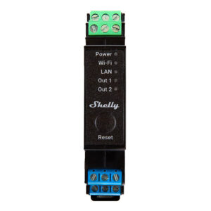 Shelly Pro 2PM – Releu inteligent WiFi pentru șină DIN, 2 canale, 16A pe canal, cu monitorizare consum