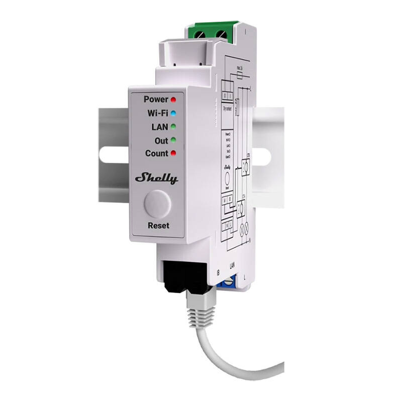 Shelly Pro EM-50 – Contor inteligent de energie monofazat, WiFi, 50A, montaj pe șină DIN