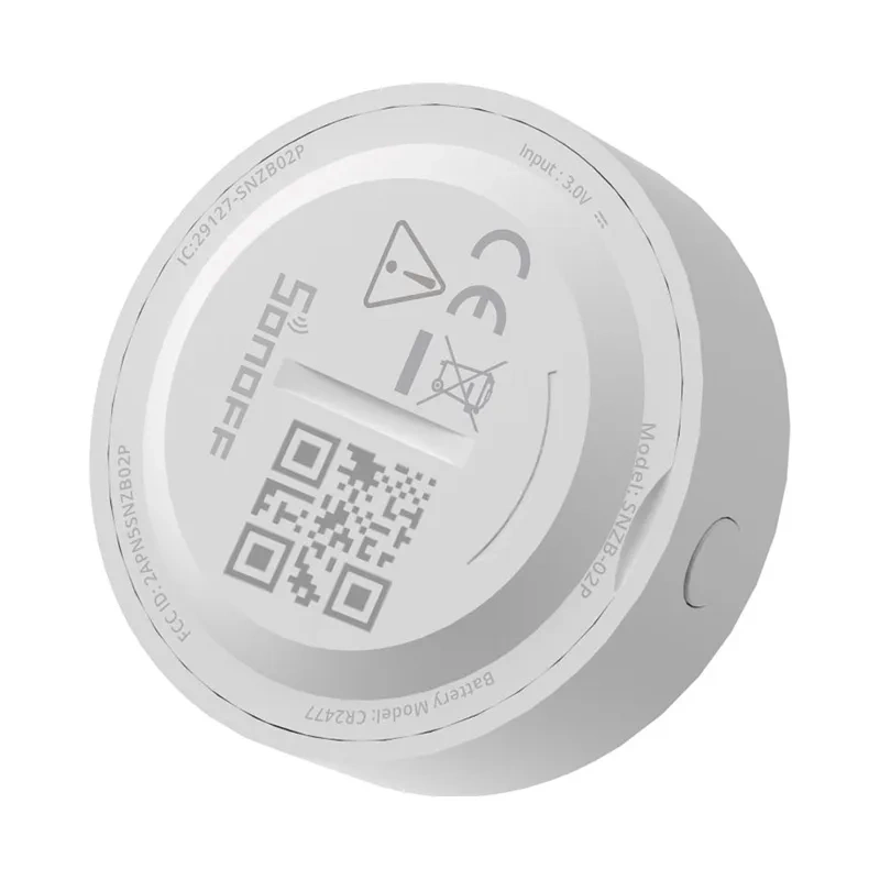 Sonoff SNZB-02P – Senzor Zigbee pentru temperatură și umiditate, precizie ±0,2 °C, raportare la 5 s, baterie CR2477