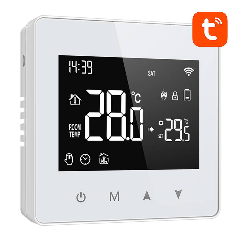 Termostat smart ZigBee Avatto ZWT198 pe baterii, pentru centrală termică, Tuya