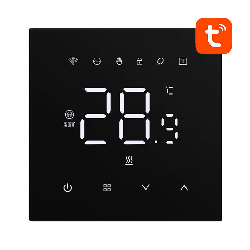 Termostat smart Wi-Fi Avatto WT410-16A-B pentru încălzire electrică în pardoseală, 16A, LED, negru, Tuya