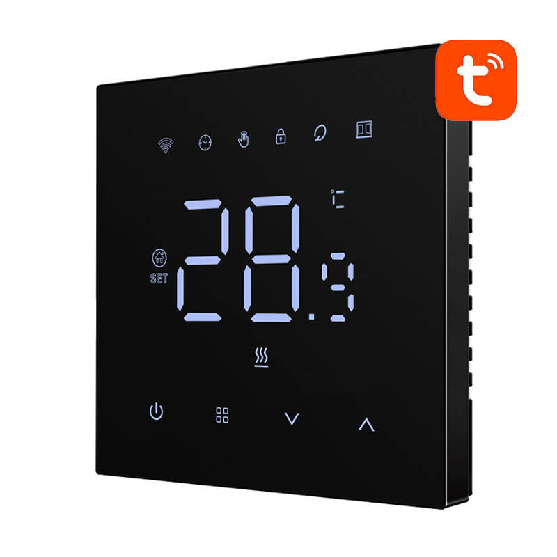 Termostat smart Wi-Fi Avatto WT410-BH-3A-B pentru centrală termică, 3A, LED, negru, Tuya