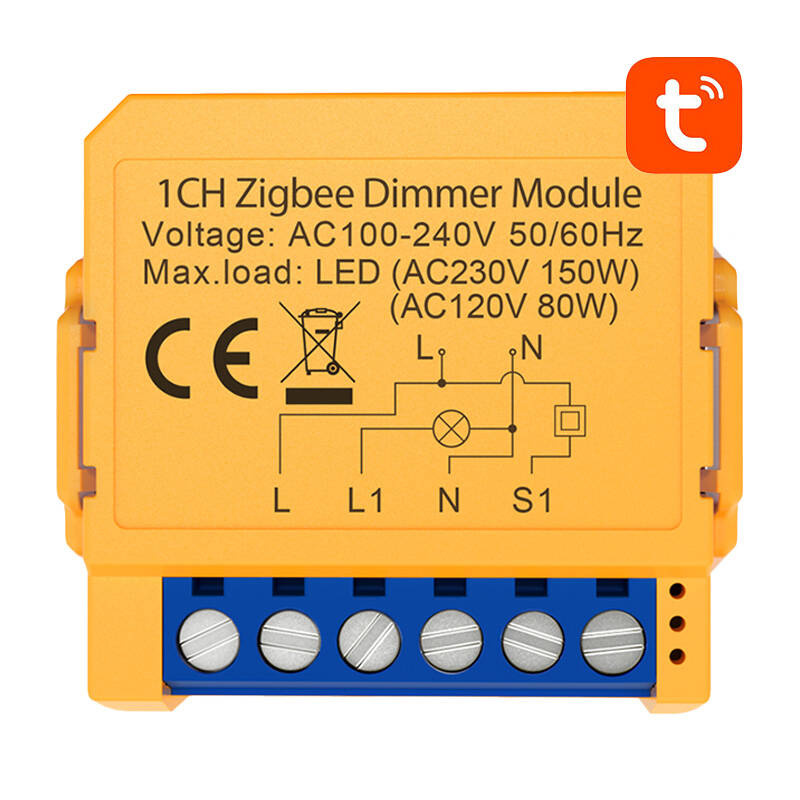 Releu dimmer smart ZigBee Avatto ZDMS16-2, montaj în doză, 2 canale, max. 2x100W LED, Tuya