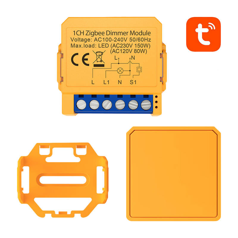 Releu dimmer smart ZigBee Avatto ZDMS16-2, montaj în doză, 2 canale, max. 2x100W LED, Tuya