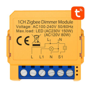 Releu dimmer smart ZigBee Avatto ZDMS16-1, montaj în doză, 1 canal, max. 150W, 230V LED, Tuya