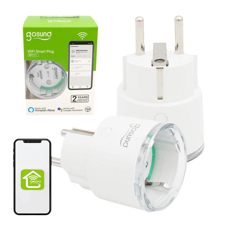 Priză inteligentă WiFi Gosund SP111 3680W 16A, Tuya, pachet de 2 bucăți