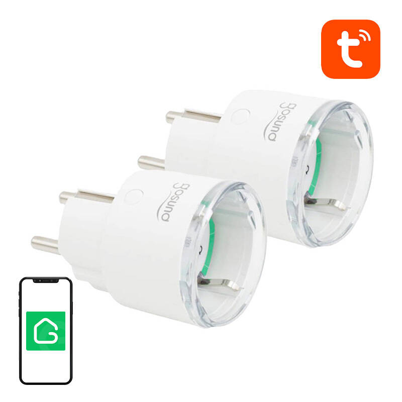 Priză inteligentă WiFi Gosund SP111 3680W 16A, Tuya, pachet de 2 bucăți