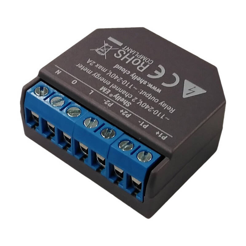 Shelly Set EM + Transformator 50A – Contor inteligent de energie monofazat WiFi, 2 canale, cu monitorizare consum