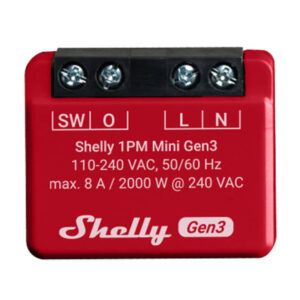 Shelly 1PM Mini Gen3 – Releu inteligent WiFi compact, 1 canal, 8A, cu monitorizare consum
