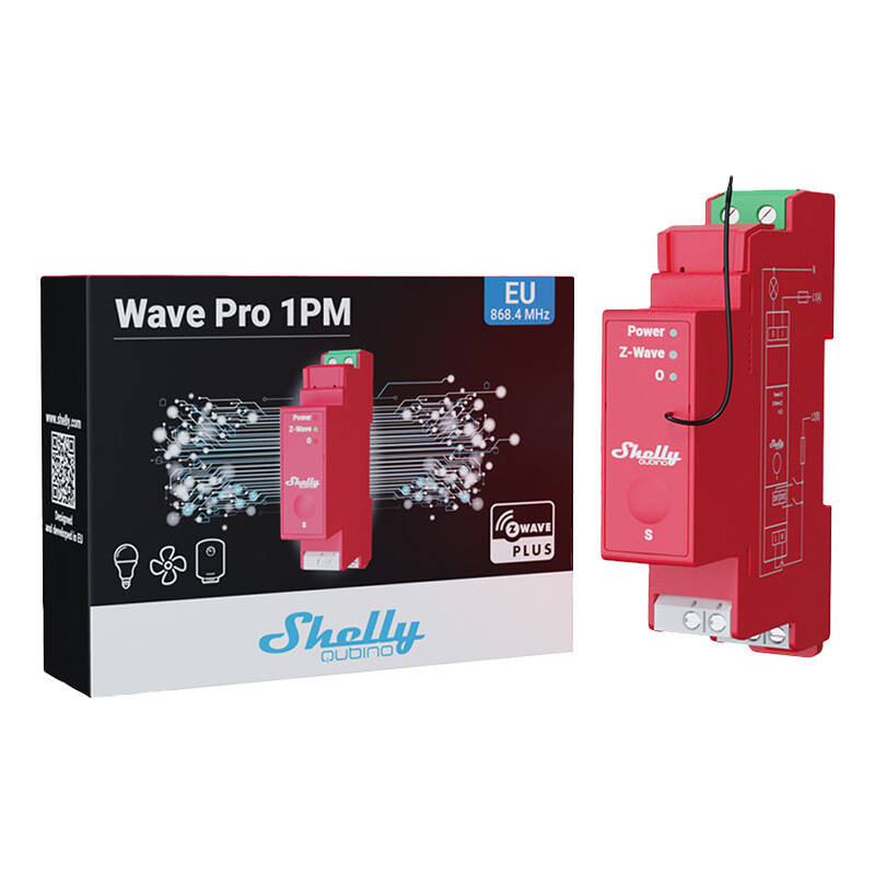 Shelly Qubino Pro 1PM – Releu inteligent Z-Wave pentru șină DIN, 1 canal, 16A, cu monitorizare consum