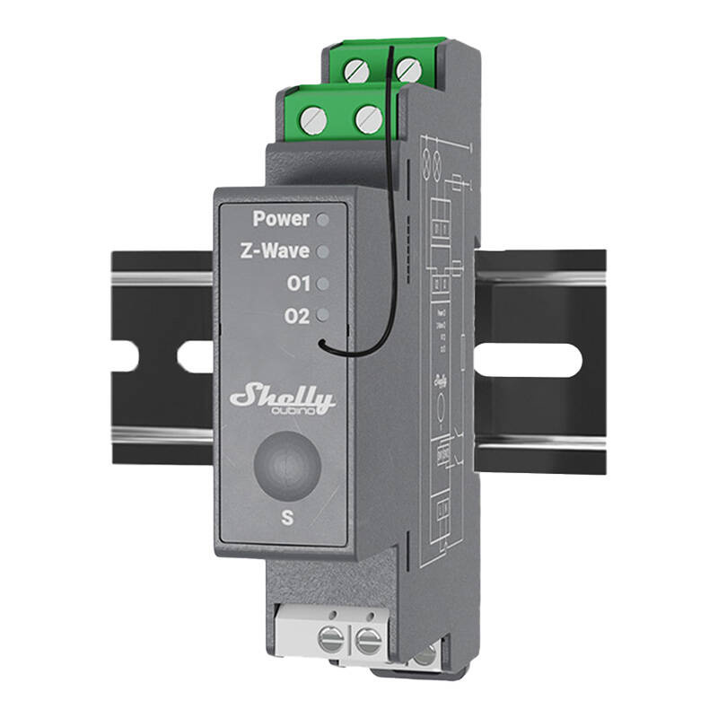 Shelly Qubino Pro 2 – Releu inteligent Z-Wave pentru șină DIN, 2 canale, 16A pe canal