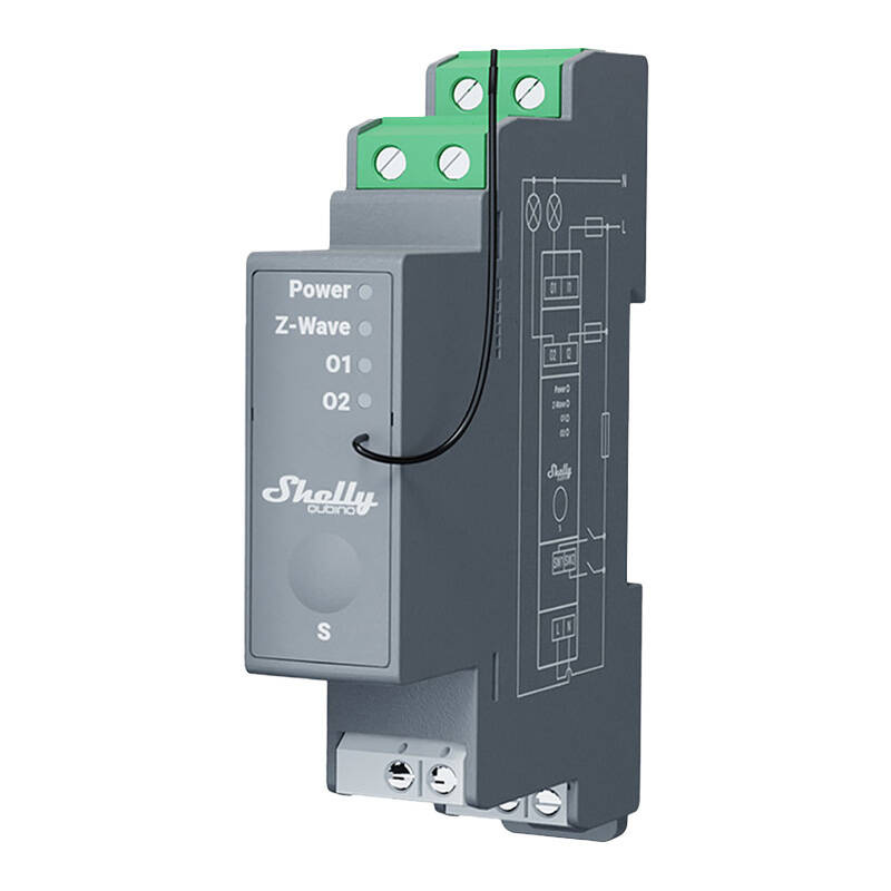 Shelly Qubino Pro 2 – Releu inteligent Z-Wave pentru șină DIN, 2 canale, 16A pe canal