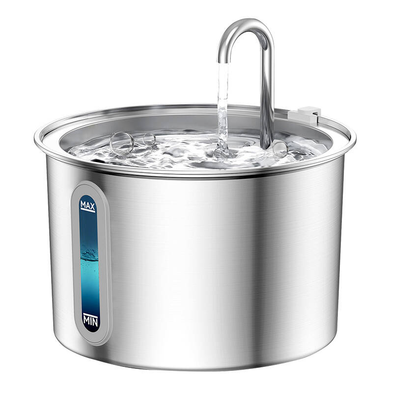 Fântână de apă din oțel inoxidabil Oneisall PWF-001-1, 2 L, fereastră de nivel cu LED, filtrare în 3 straturi, sub 30 dB