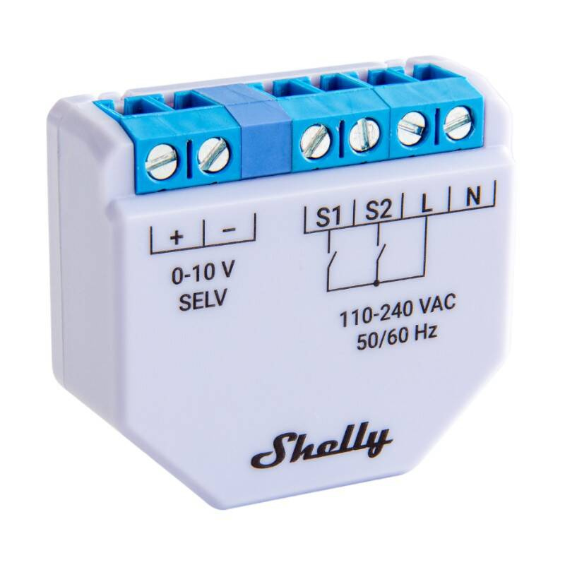 Shelly Plus 0-10V Dimmer – Controler inteligent de iluminat WiFi, 230V, reglare intensitate lumină