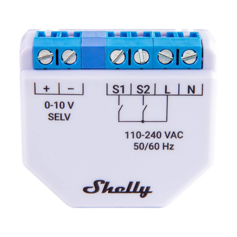 Shelly Plus 0-10V Dimmer – Controler inteligent de iluminat WiFi, 230V, reglare intensitate lumină